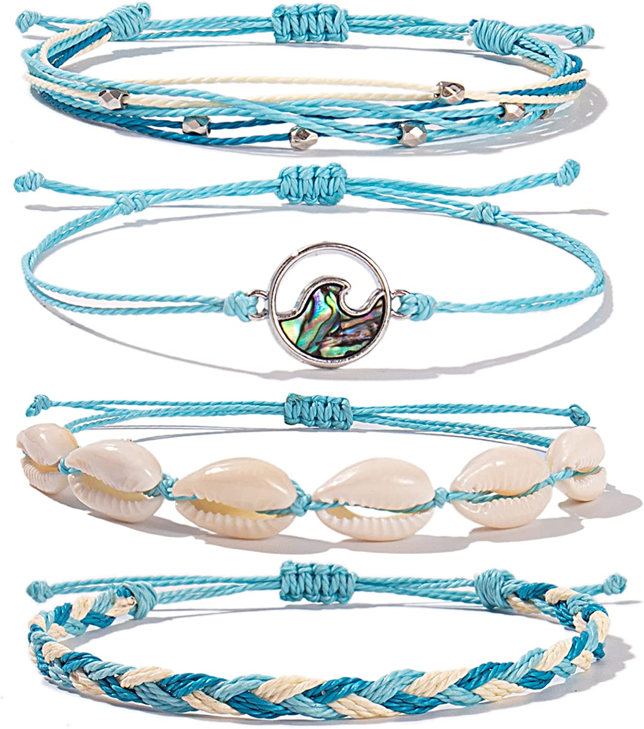 Wave String Bracelets Cute Shell Bracelets Trendy Boho Jewelry Teen Girl Gifts Waterproof Beach Bead Bracelets Pack for Women