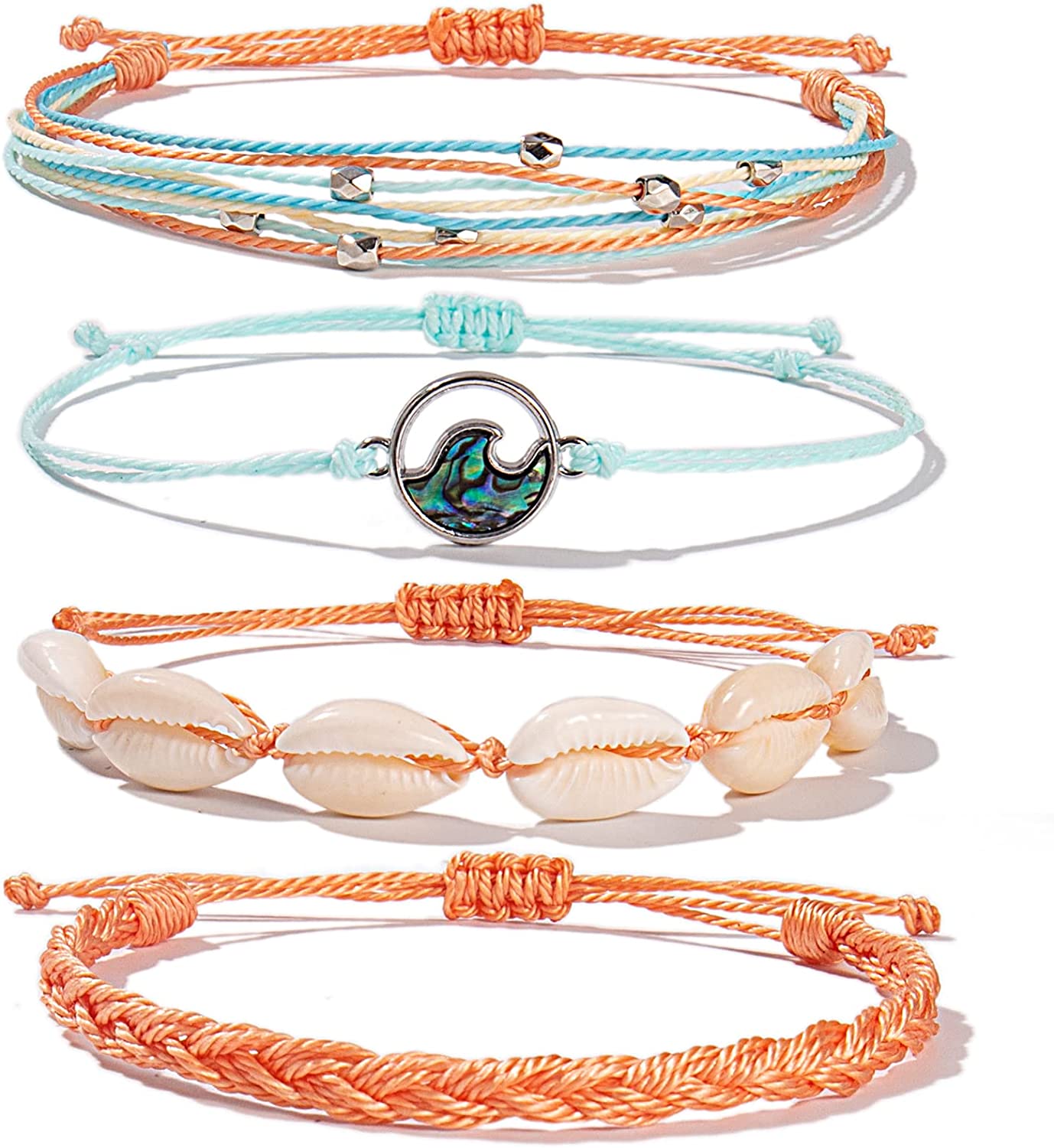 Wave String Bracelets Cute Shell Bracelets Trendy Boho Jewelry Teen Girl Gifts Waterproof Beach Bead Bracelets Pack for Women