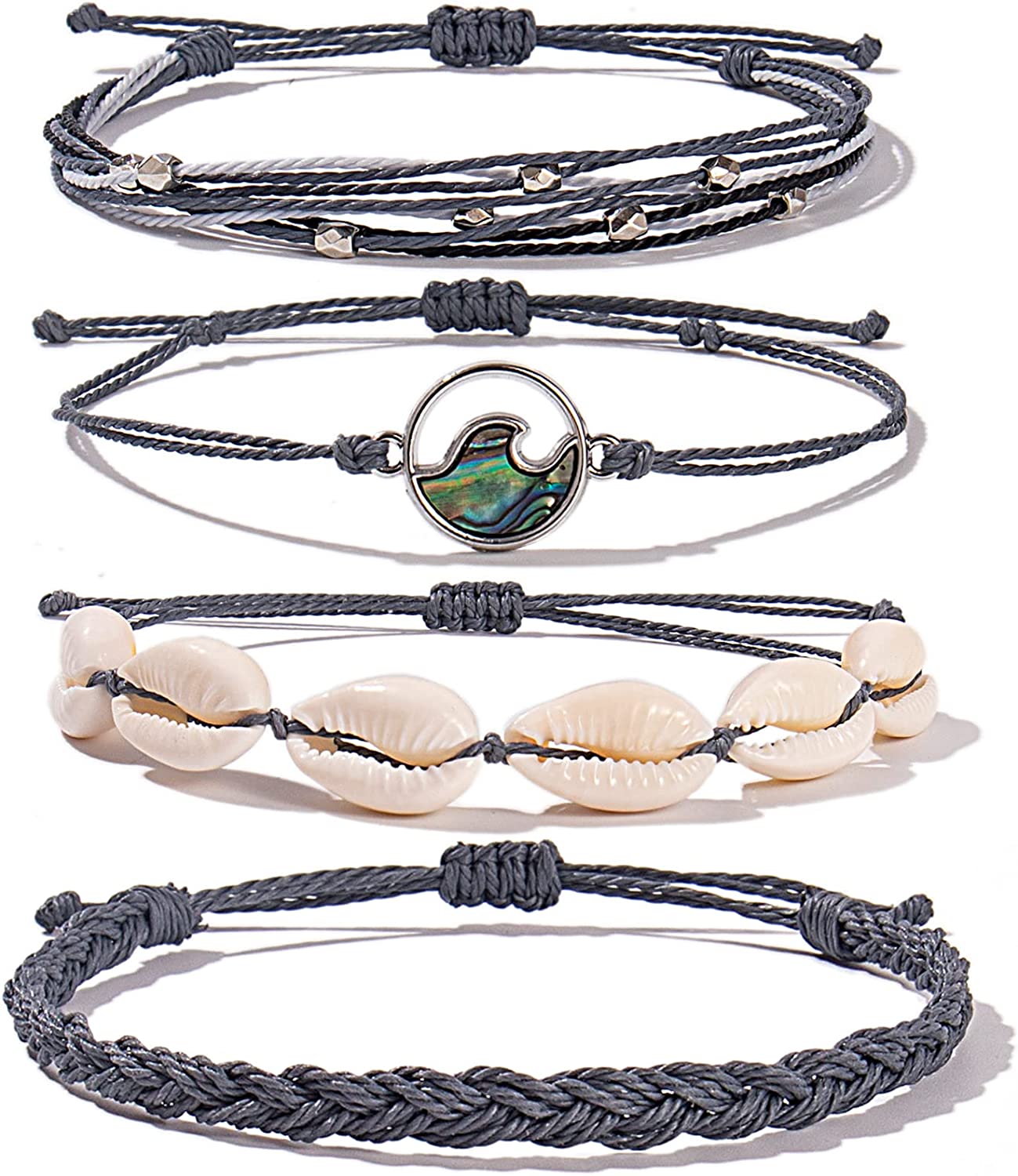 Wave String Bracelets Cute Shell Bracelets Trendy Boho Jewelry Teen Girl Gifts Waterproof Beach Bead Bracelets Pack for Women