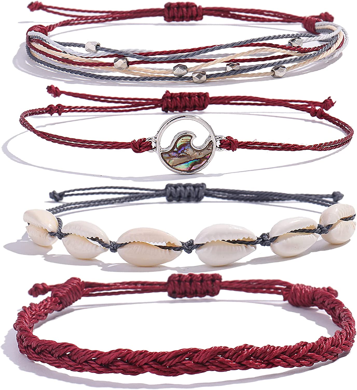 Wave String Bracelets Cute Shell Bracelets Trendy Boho Jewelry Teen Girl Gifts Waterproof Beach Bead Bracelets Pack for Women