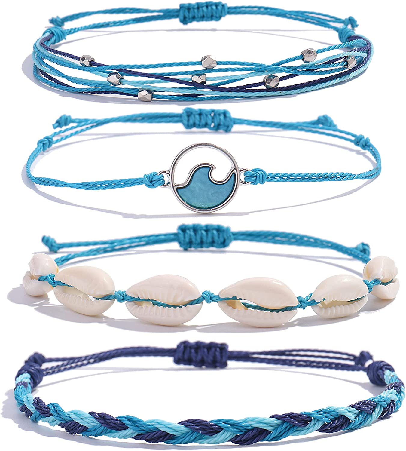 Wave String Bracelets Cute Shell Bracelets Trendy Boho Jewelry Teen Girl Gifts Waterproof Beach Bead Bracelets Pack for Women