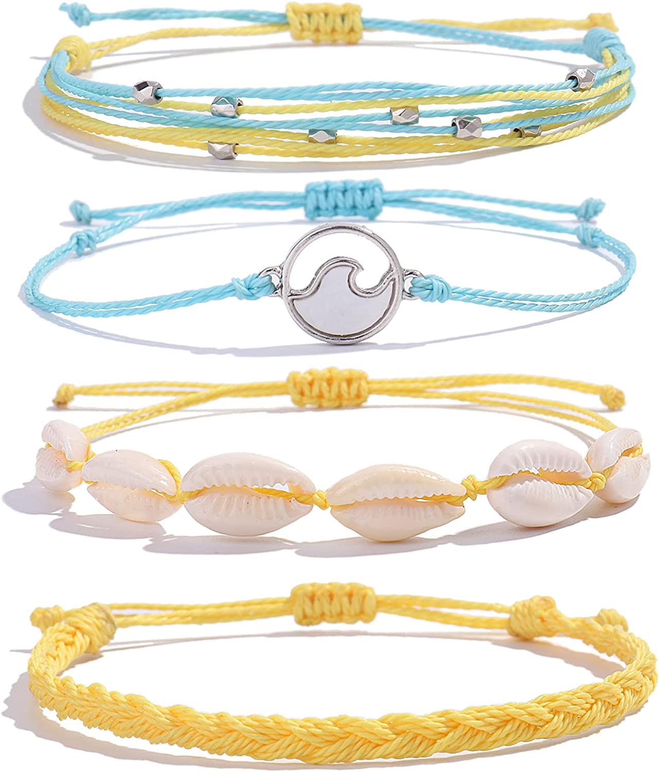 Wave String Bracelets Cute Shell Bracelets Trendy Boho Jewelry Teen Girl Gifts Waterproof Beach Bead Bracelets Pack for Women