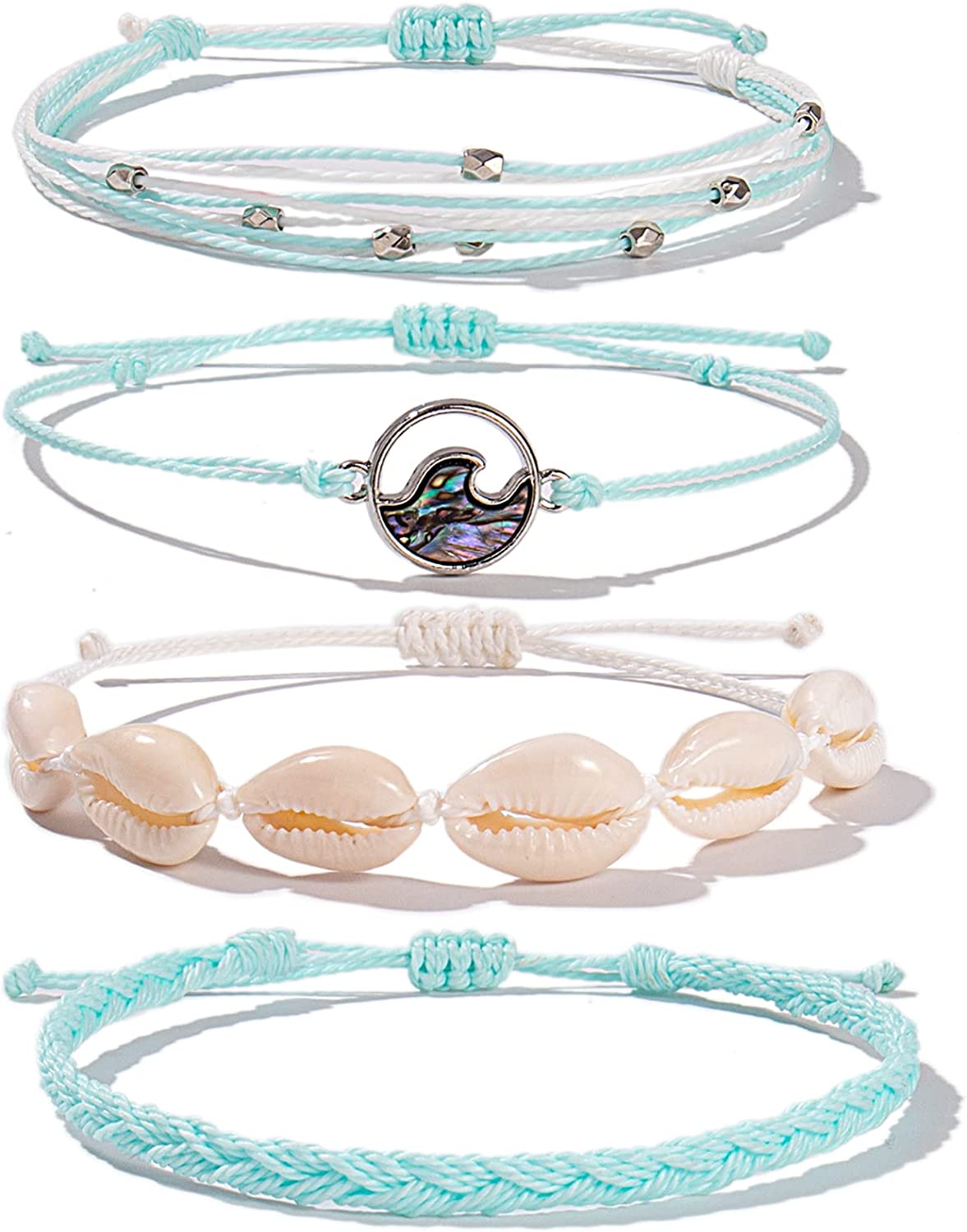 Wave String Bracelets Cute Shell Bracelets Trendy Boho Jewelry Teen Girl Gifts Waterproof Beach Bead Bracelets Pack for Women