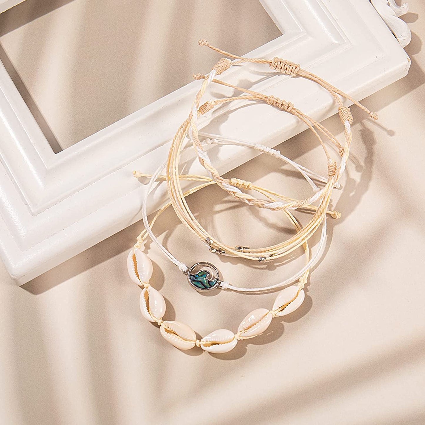 Wave String Bracelets Cute Shell Bracelets Trendy Boho Jewelry Teen Girl Gifts Waterproof Beach Bead Bracelets Pack for Women
