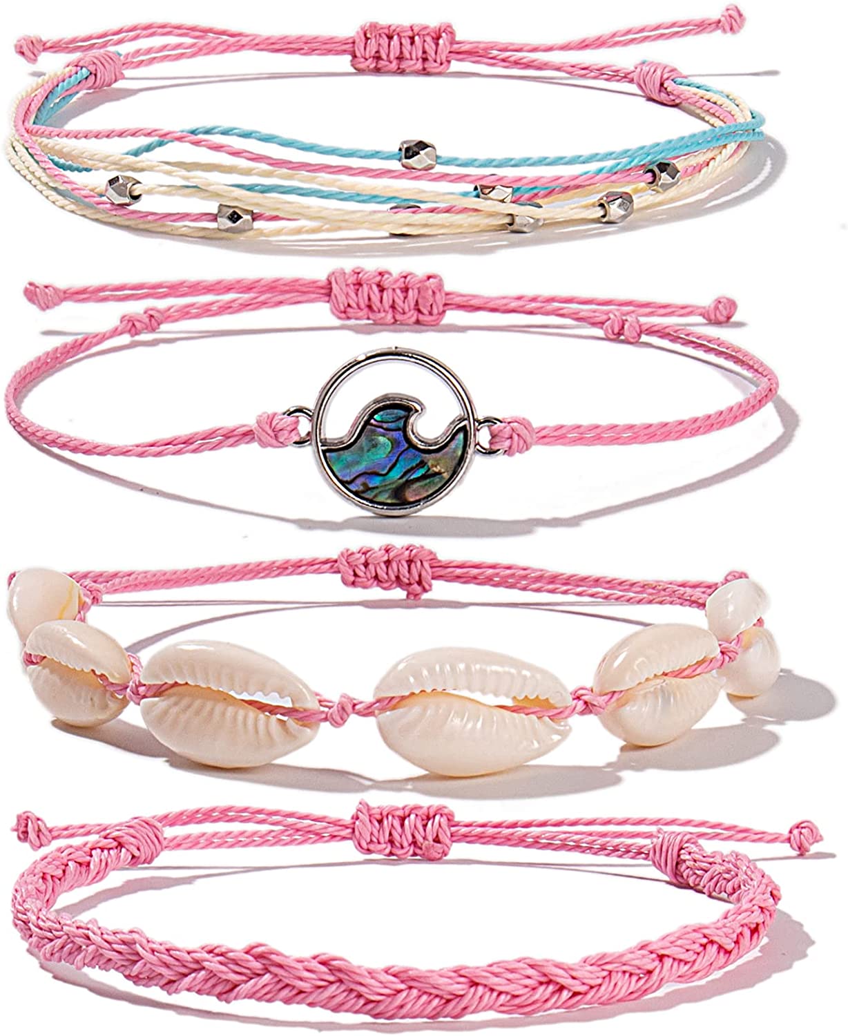 Wave String Bracelets Cute Shell Bracelets Trendy Boho Jewelry Teen Girl Gifts Waterproof Beach Bead Bracelets Pack for Women