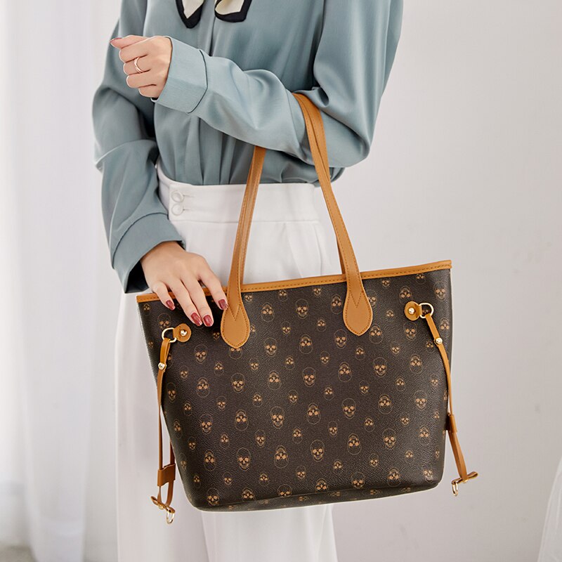 Famous Brand Luxhttps://swnnebrand.myshopify.com/admin/customersury Women Shoulder Bag Large Capacity Totes Shopping Handbag Casual Purse Print Skull