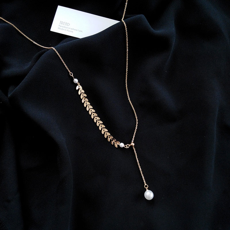 women geometry necklace, pearl asymmetry of fashionable, metal, aureate bowknot, collarbone chain necklace fashion